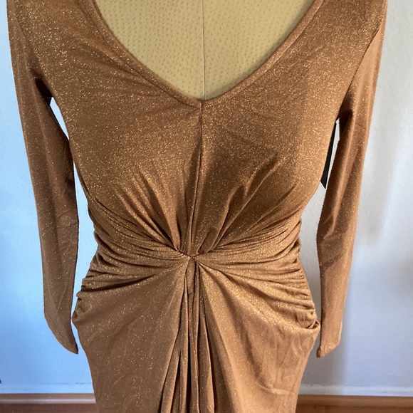 NWT Lapis Bronze V-neck Ruched Dress - Picture 2 of 6